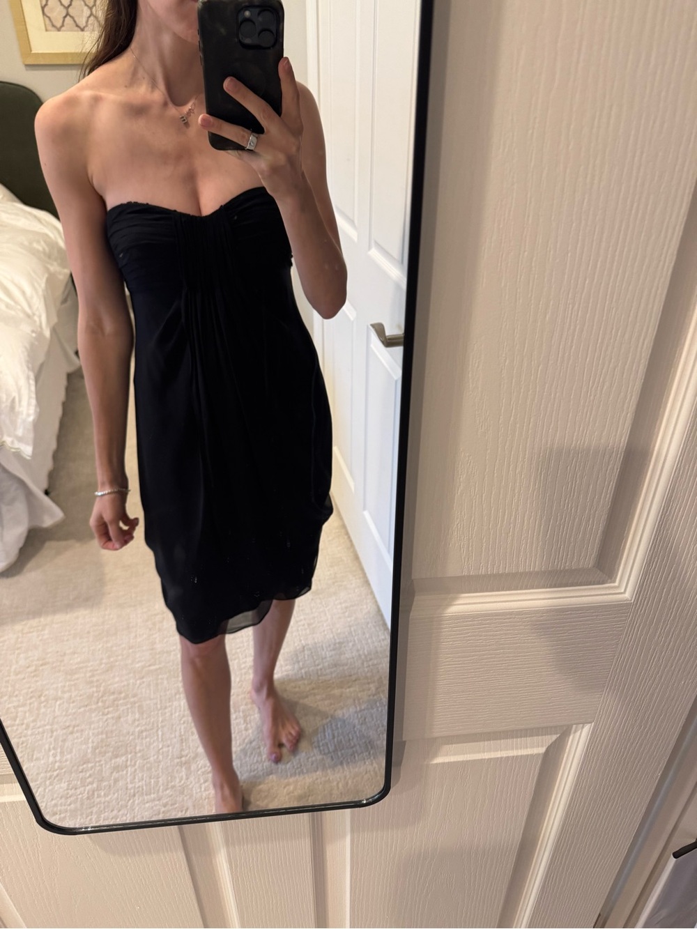 💃 BCBG black silk strapless dress size 2 💃